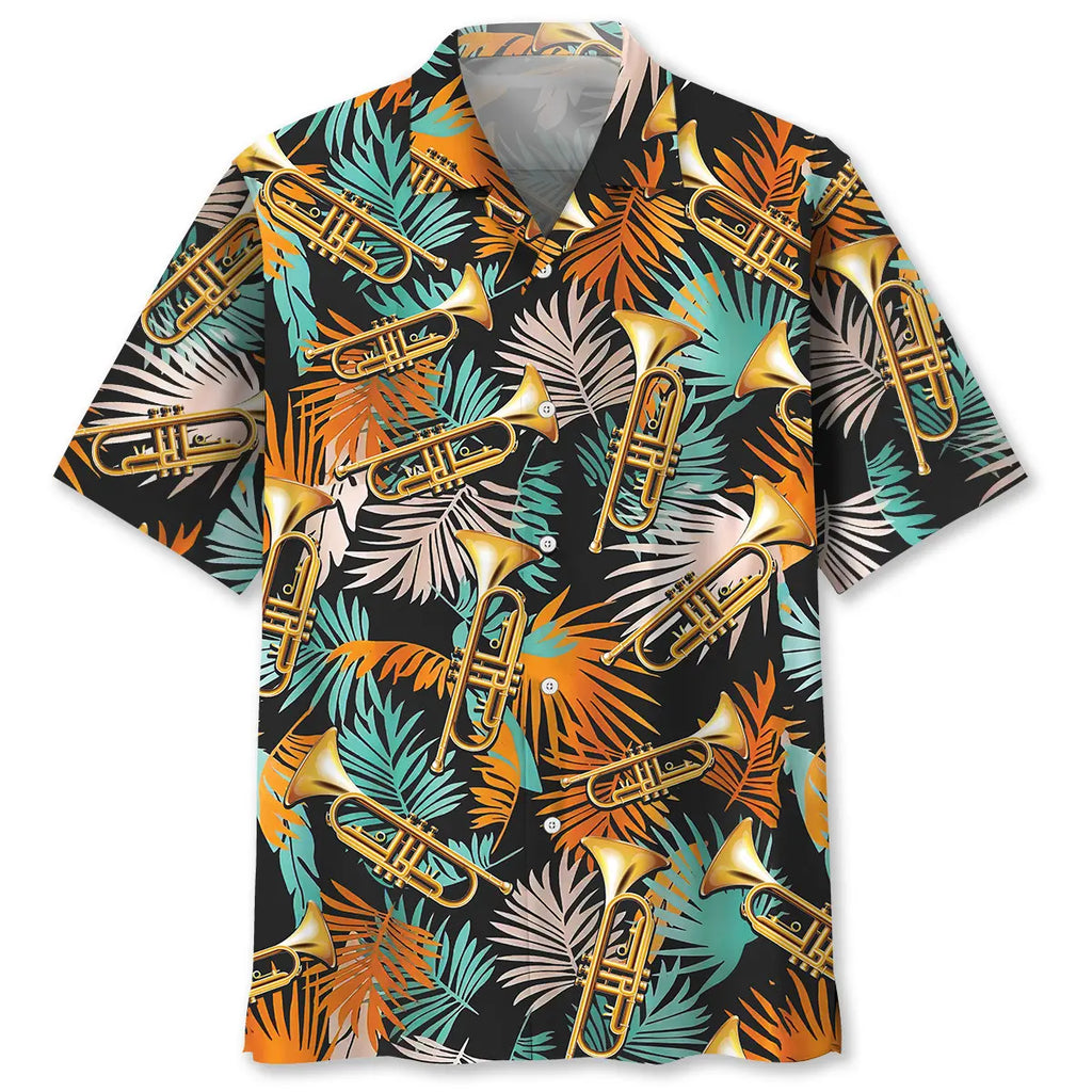 Hawaiian Shirt / Adults / S Tropical Orange Trumpet Hawaiian Shirt