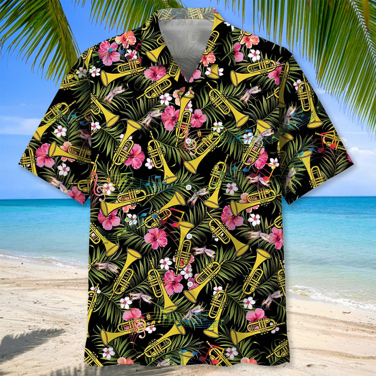Tropical Vintage Music Trumpet Hawaiian Shirt