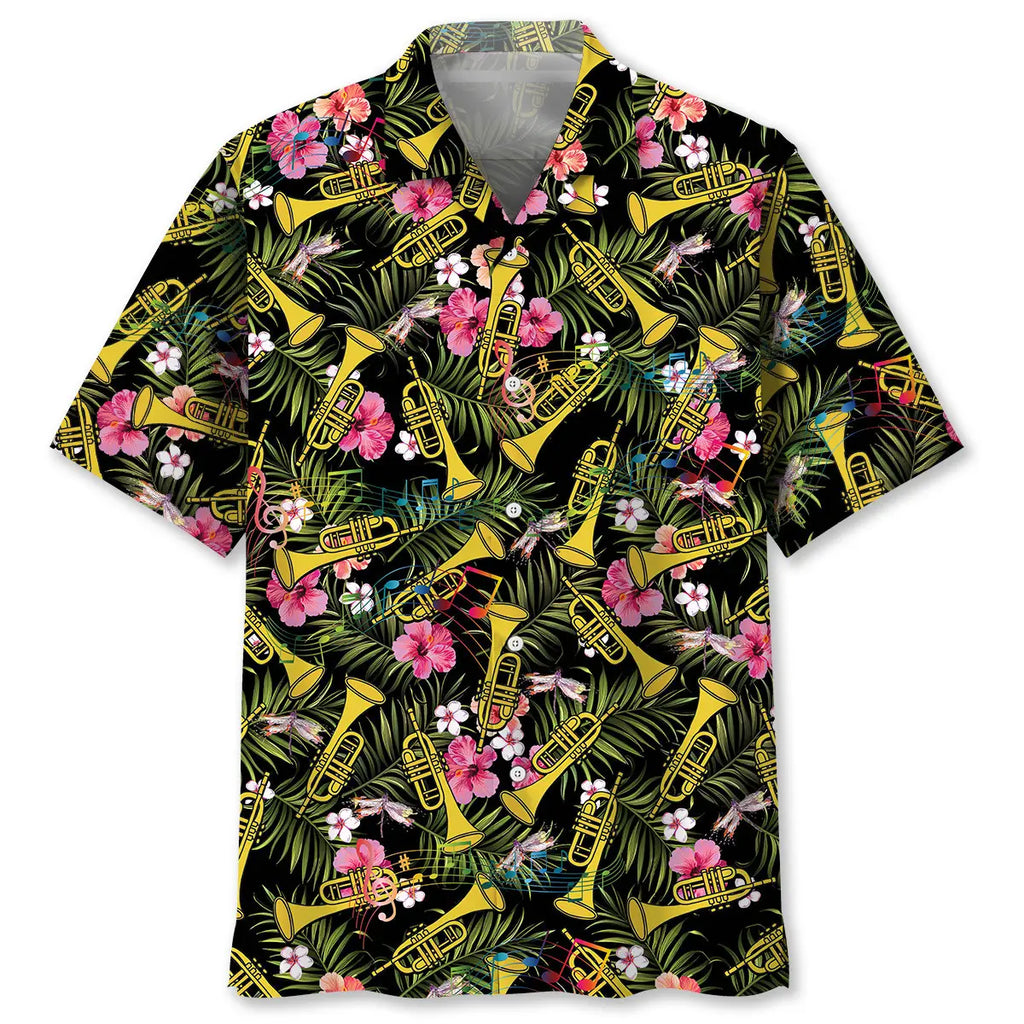 Hawaiian Shirt / Adults / S Tropical Vintage Music Trumpet Hawaiian Shirt