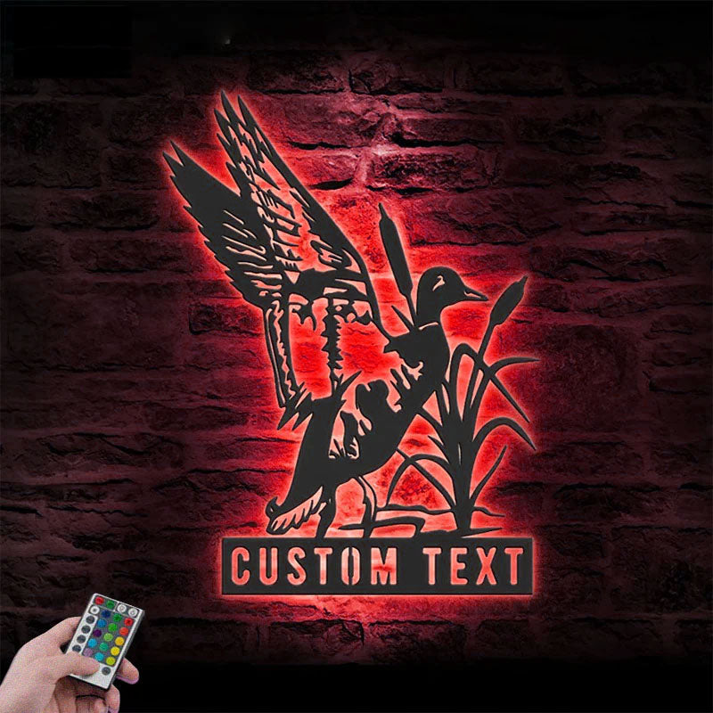 Custom Name Hunter Name Sign Home Decor, Metal Wall Signs With RGB Led Light