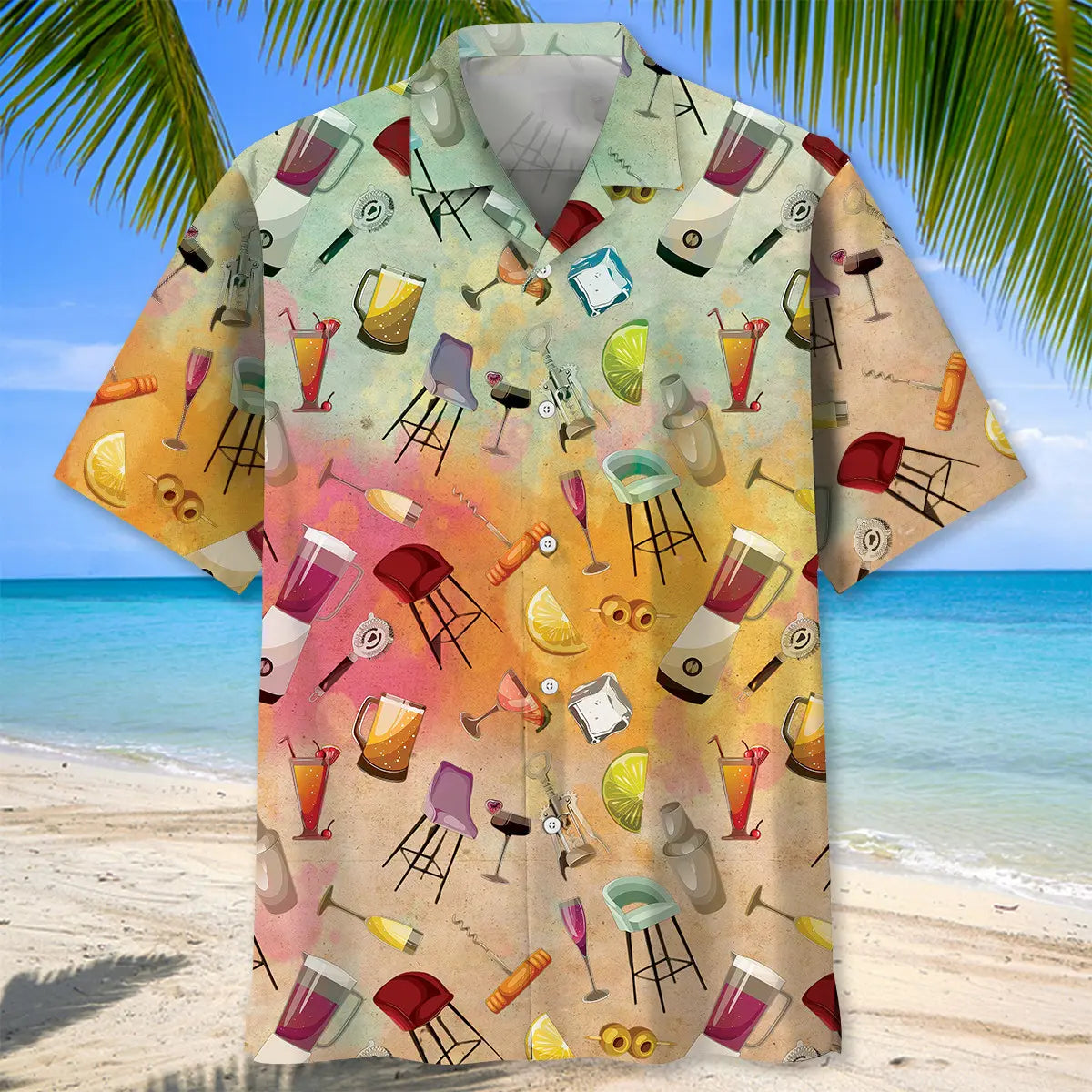 Hawaiian Shirt / Adults / S Vintage Bartender Set Hawaiian Shirt