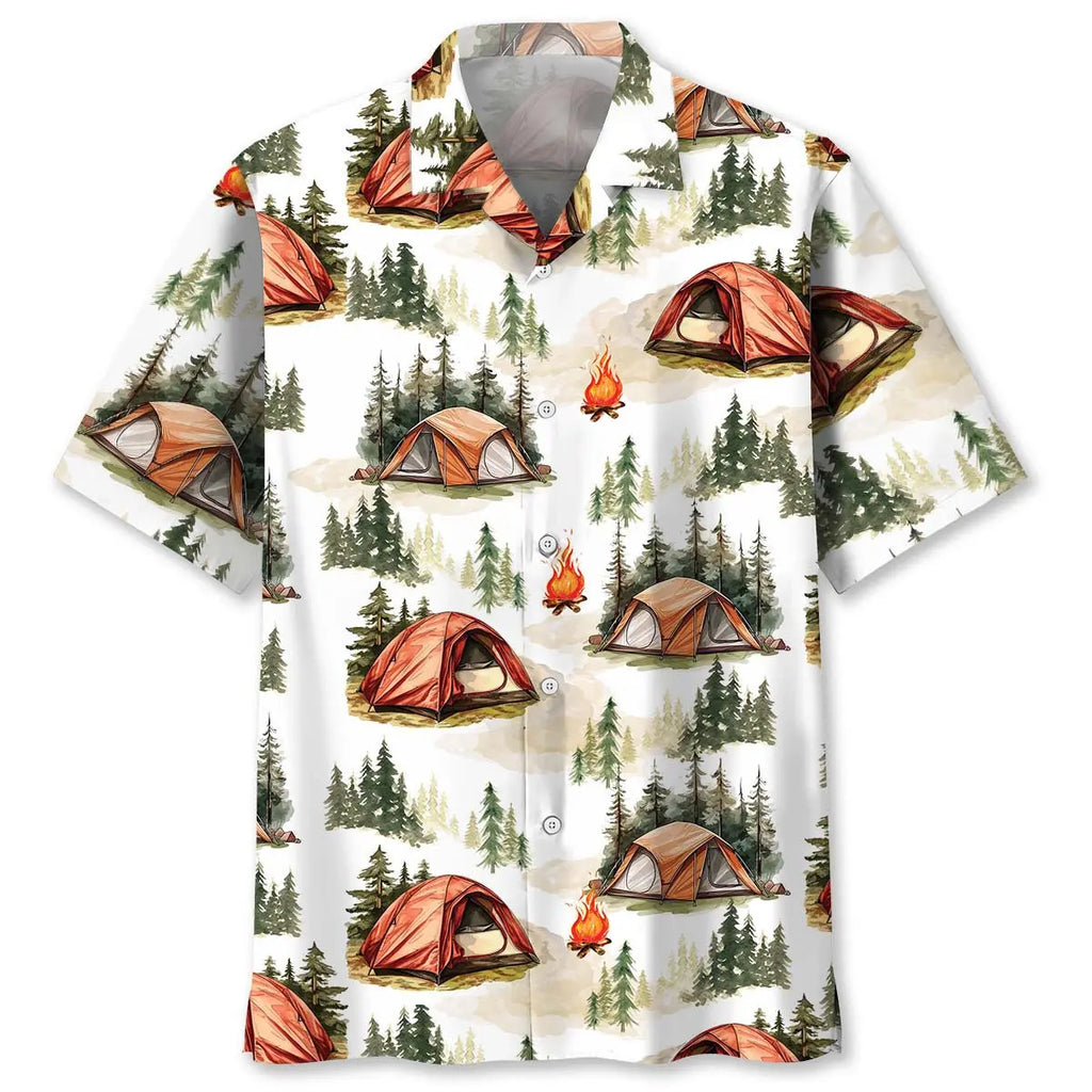 Hawaiian Shirt / Adults / S Vintage Camping Tent Hawaiian Shirt