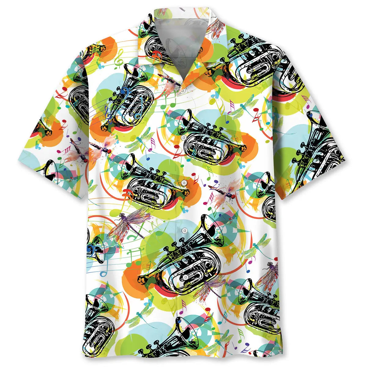 Hawaiian Shirt / Adults / S Vintage Dragonfly And Trumpet Hawaiian Shirt