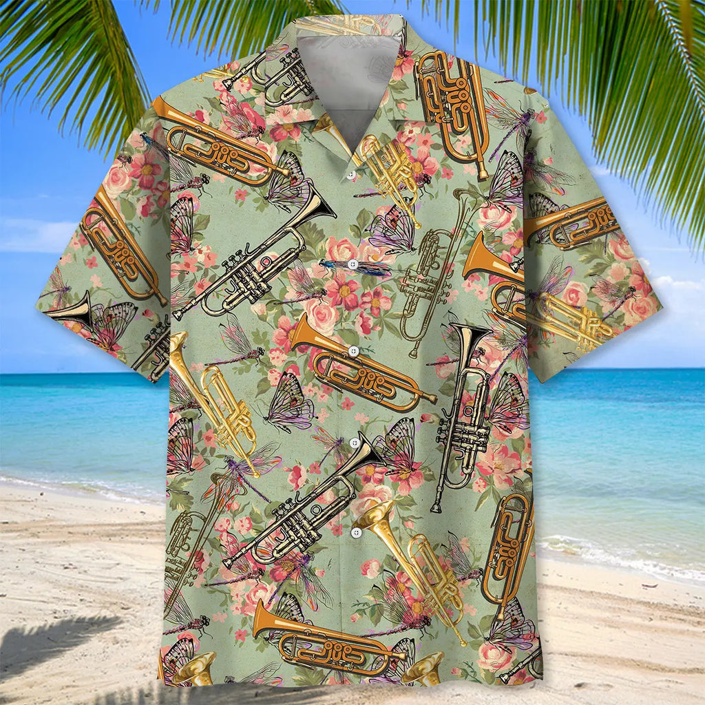 Vintage Trumpet Style Hawaiian Shirt