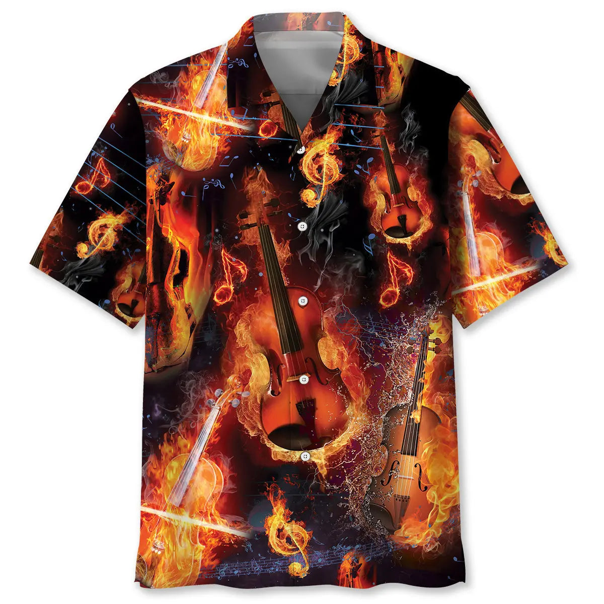 Hawaiian Shirt / Adults / S Violin In Fire Hawaiian Shirt