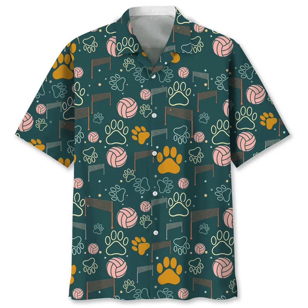 Hawaiian Shirt / Adults / S Volleyball And Dog Hawaiian Shirt