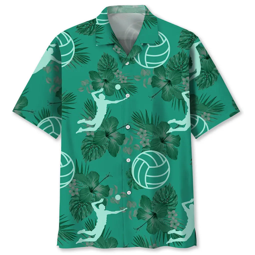 Hawaiian Shirt / Adults / S Volleyball Kelly Green Hawaiian Shirt