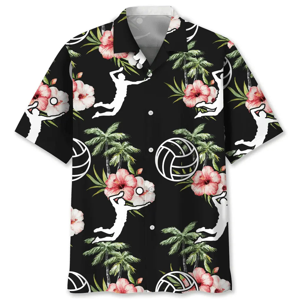 Hawaiian Shirt / Adults / S Volleyball Nature Flower Hawaiian Shirt