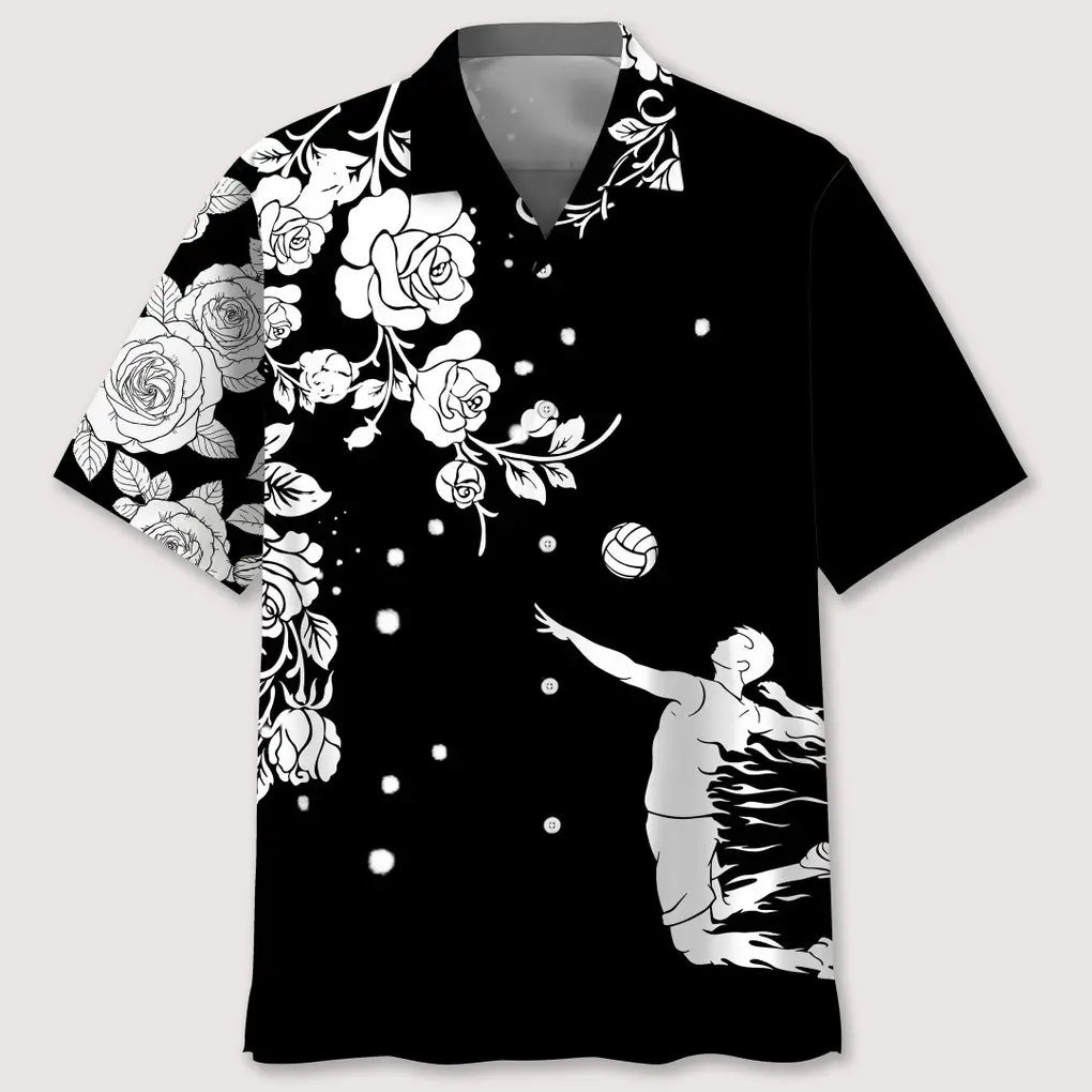Hawaiian Shirt / Adults / S volleyball rose bw hawaiian shirt