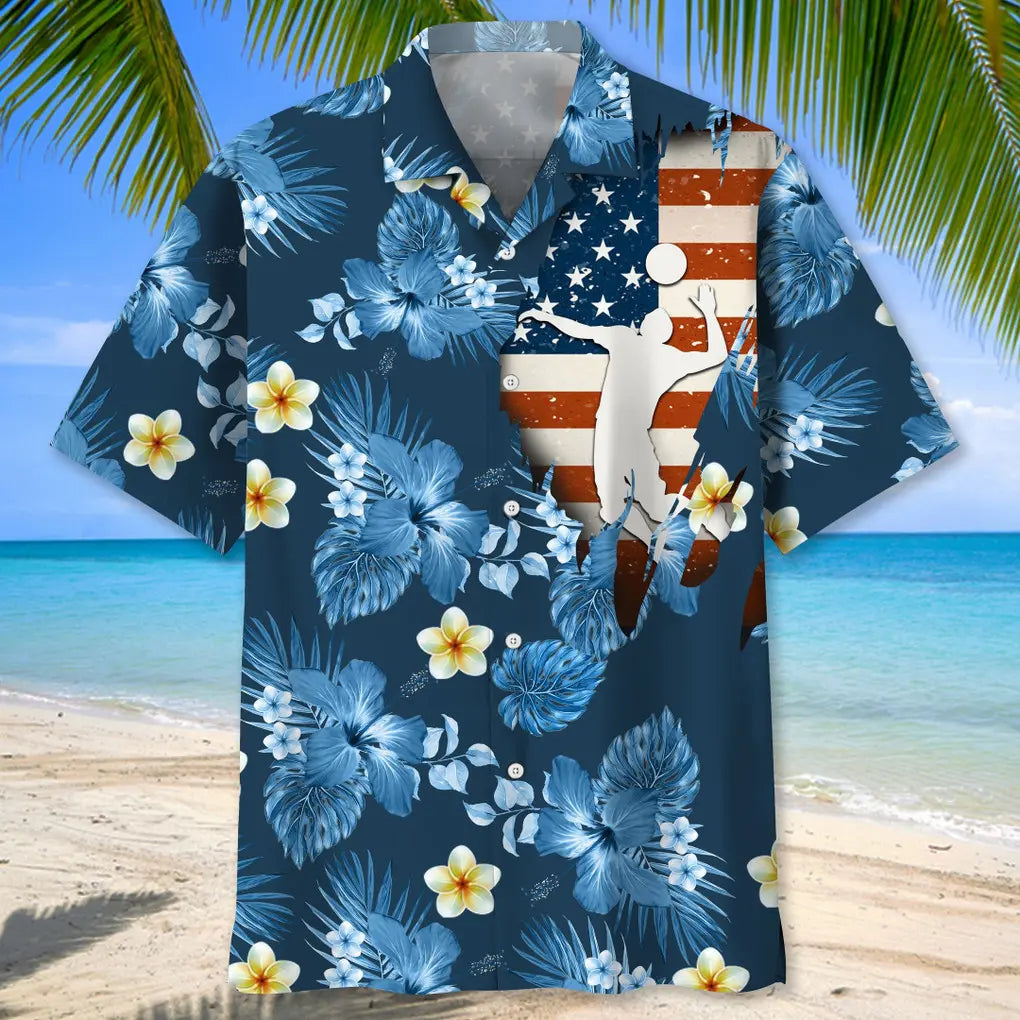 Volleyball Usa Blue Tropical Hawaiian Shirt Summer Vibe