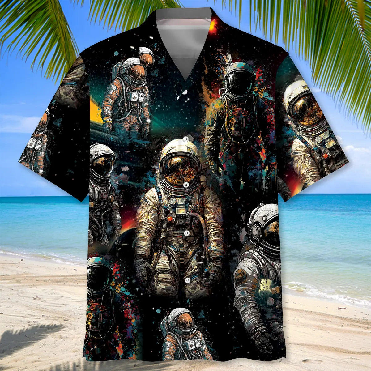 Water Color Astronaut Hawaiian Shirt