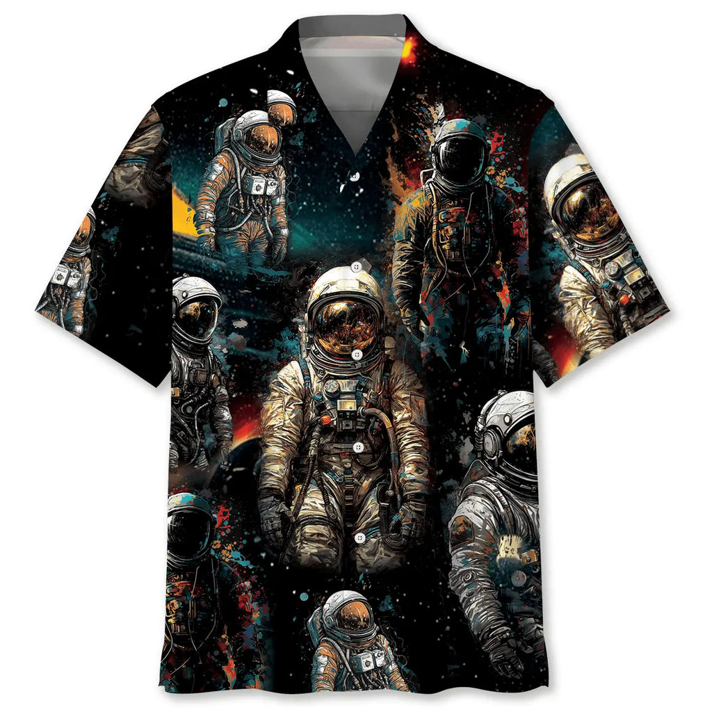 Hawaiian Shirt / Adults / S Water Color Astronaut Hawaiian Shirt