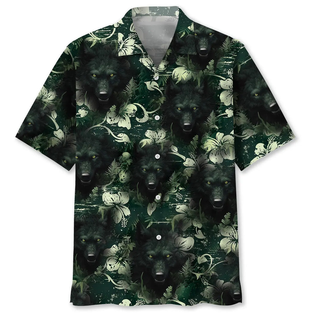 Hawaiian Shirt / Adults / S Wolf And The Darkness Of Jungle Hawaiian Shirt