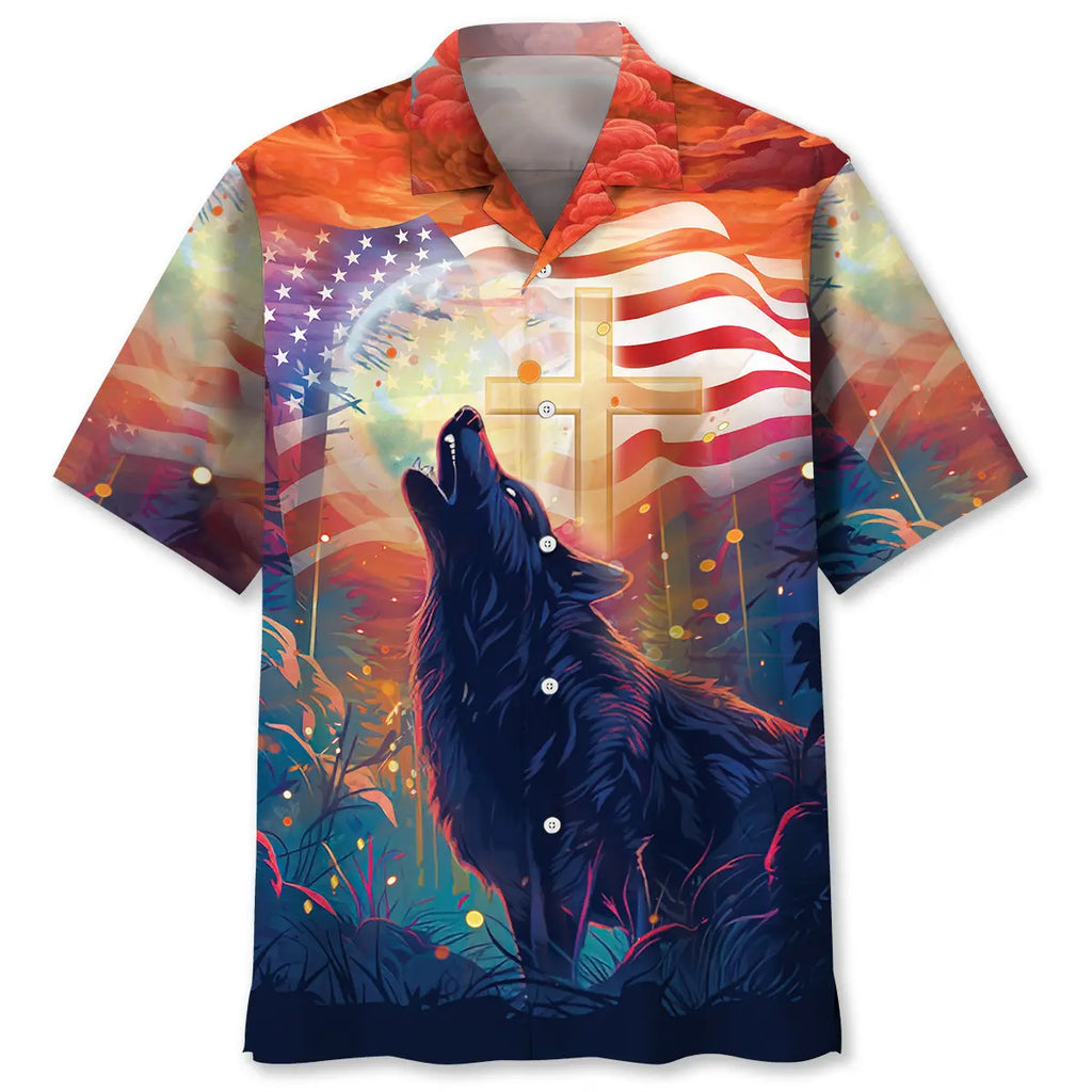 Hawaiian Shirt / Adults / S Wolf Cross Hawaiian Shirt