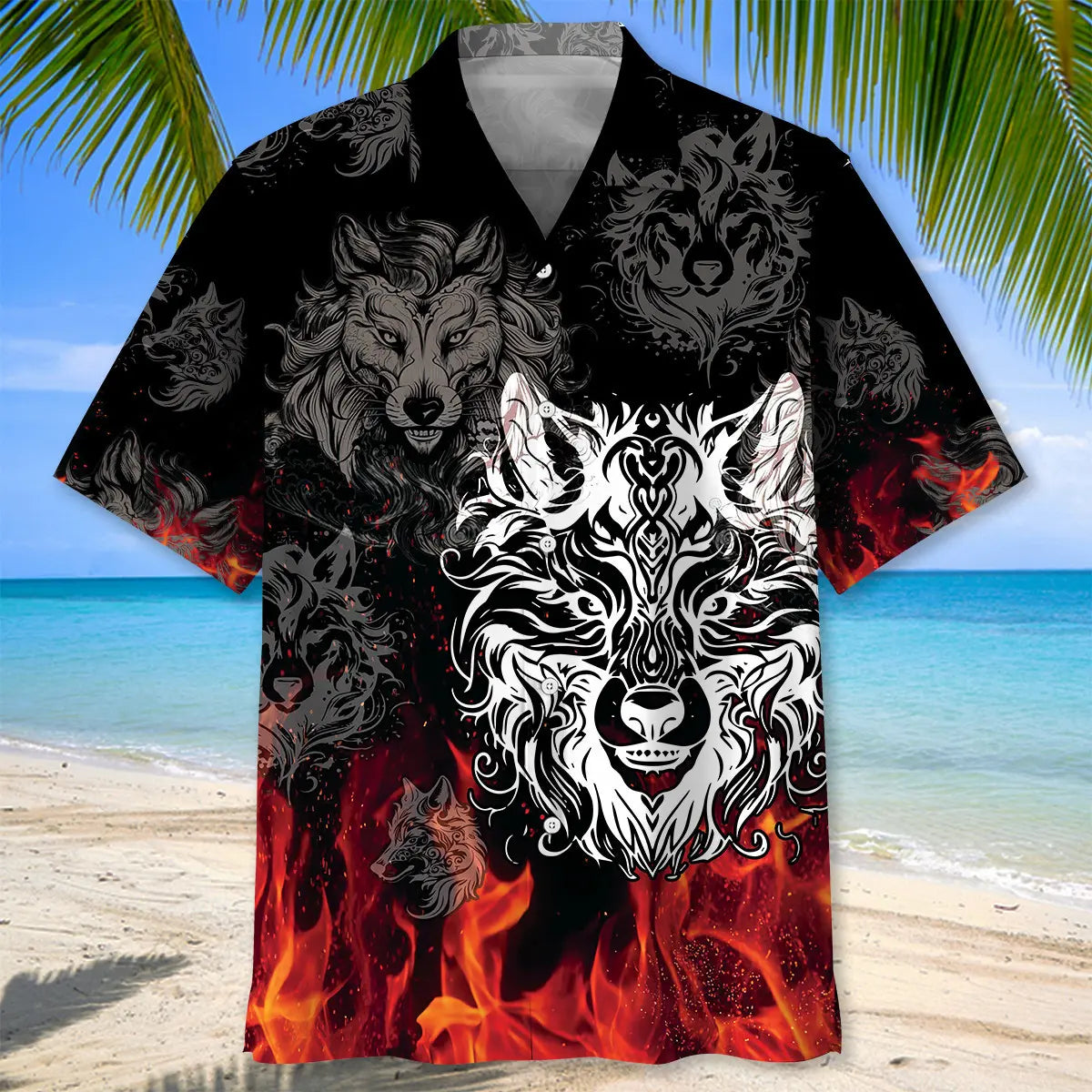 Wolf Fire Hawaiian Shirt