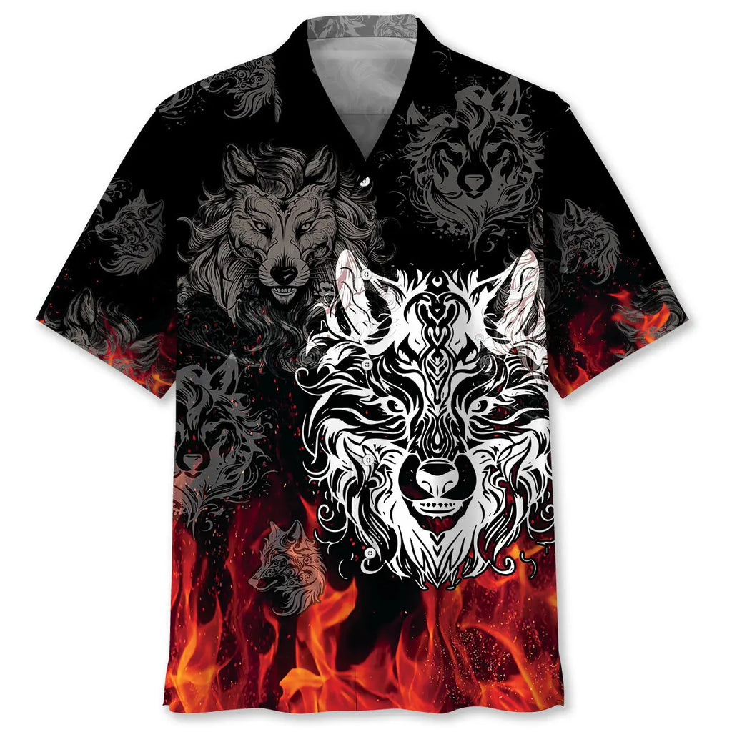Hawaiian Shirt / Adults / S Wolf Fire Hawaiian Shirt