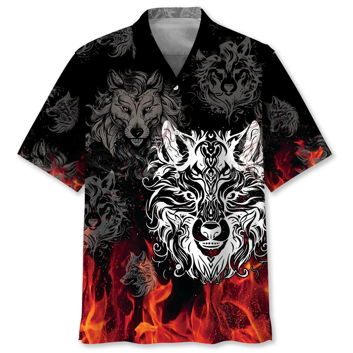 Hawaiian Shirt / Adults / S Wolf Fire Hawaiian Shirt