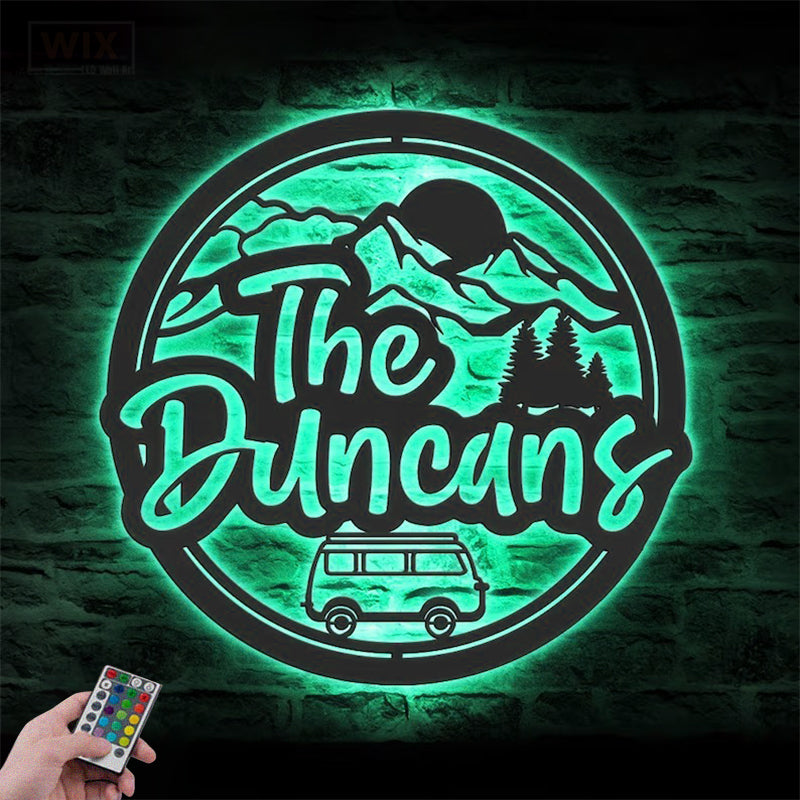 Camping & Hiking LED Metal Sign 