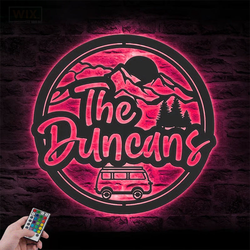 Camping & Hiking LED Metal Sign 