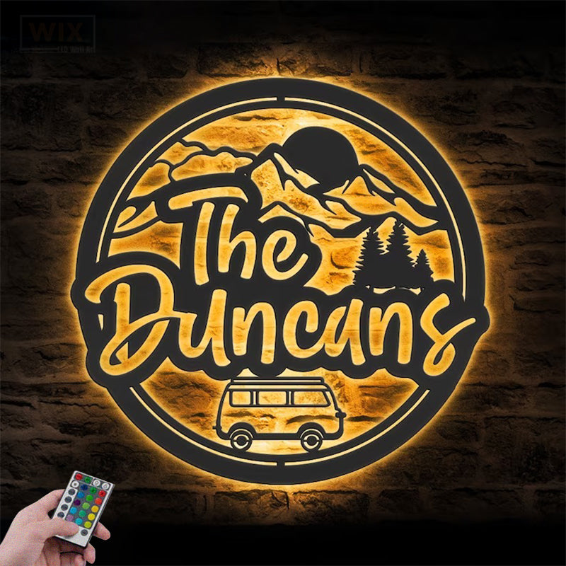 Camping & Hiking LED Metal Sign 