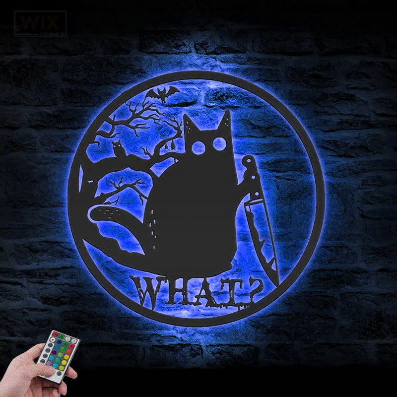 Cat Led Metal Sign 