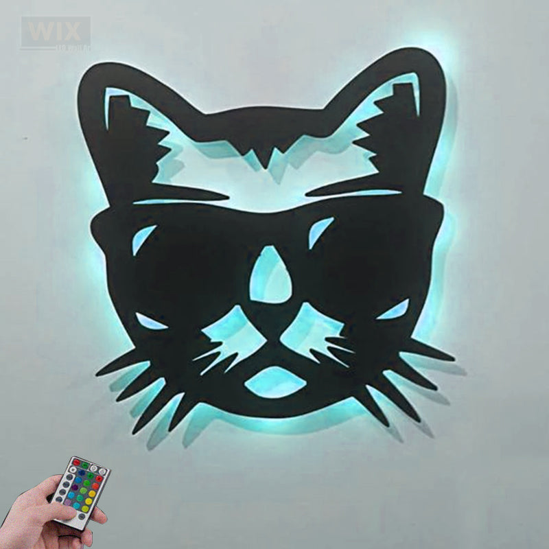 Cat Led Metal Sign 