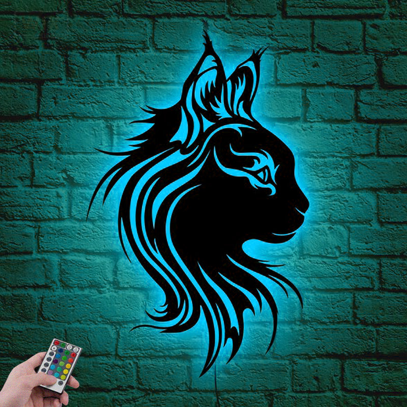 Cat Led Metal Sign 