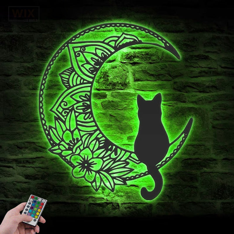 Cat Led Metal Sign 