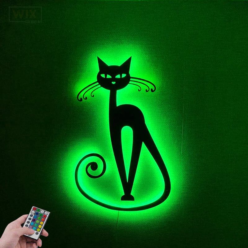 Cat Led Metal Sign 