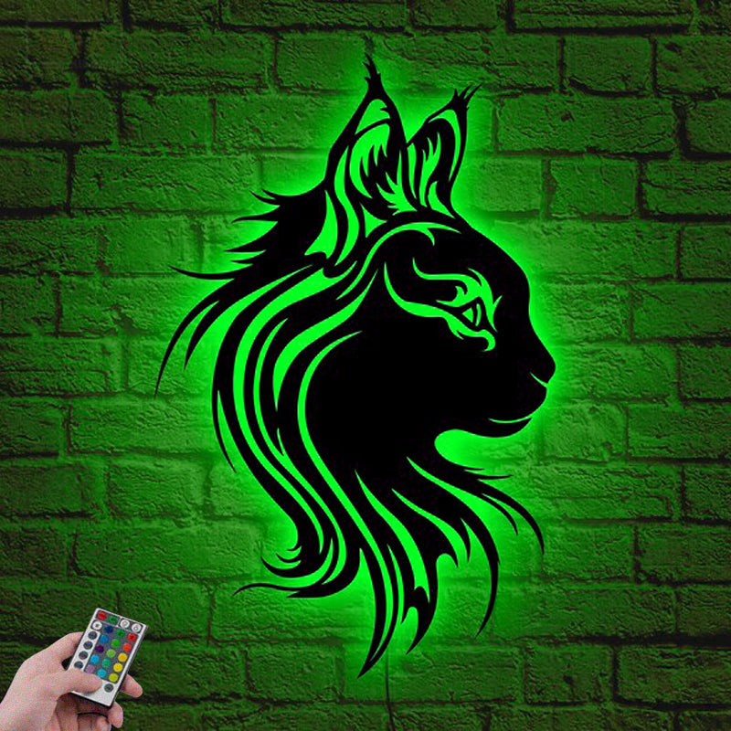 Cat Led Metal Sign 
