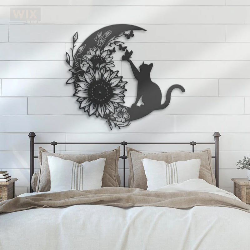 Cat Led Metal Sign 