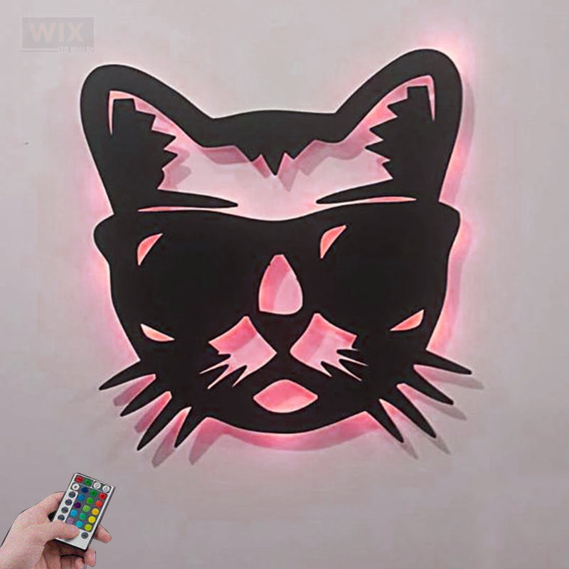 Cat Led Metal Sign 
