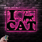 Cat Led Metal Sign 