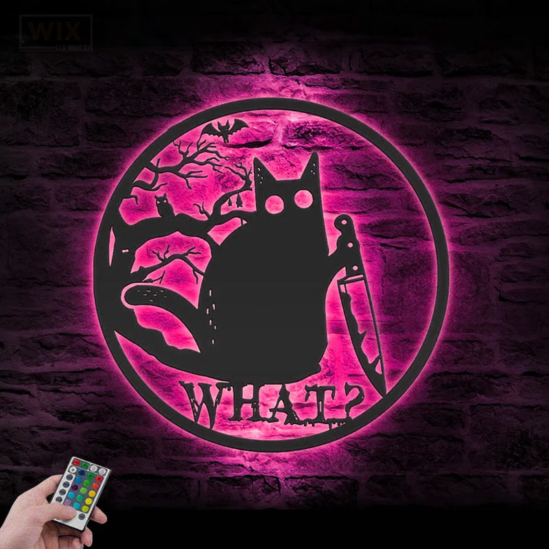 Cat Led Metal Sign 