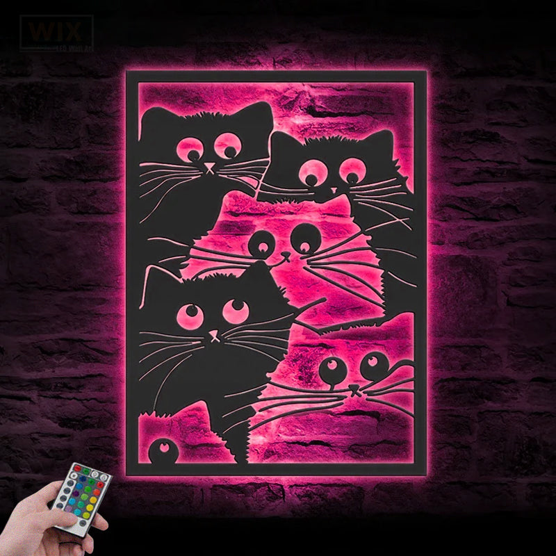 Cat Led Metal Sign 