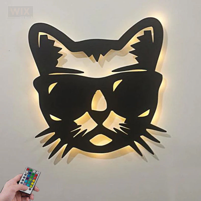 Cat Led Metal Sign 