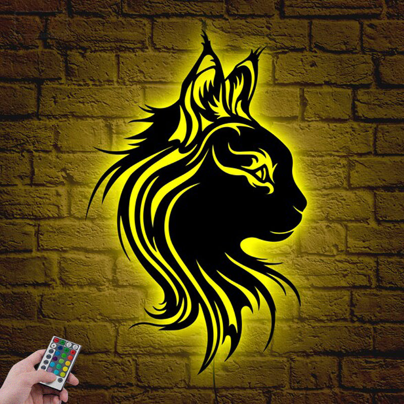 Cat Led Metal Sign 