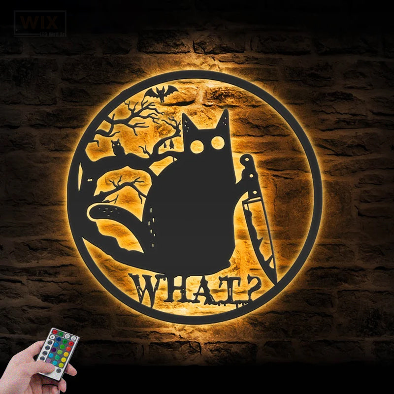 Cat Led Metal Sign 