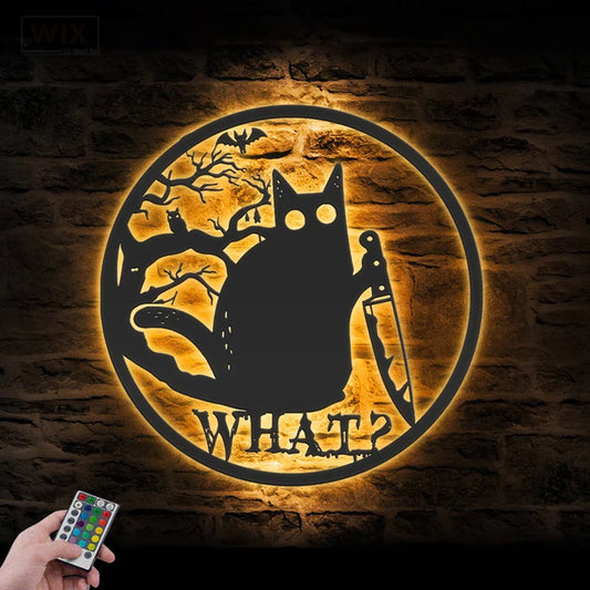 Cat Led Metal Sign 