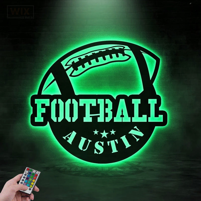 Football Led Metal Sign 