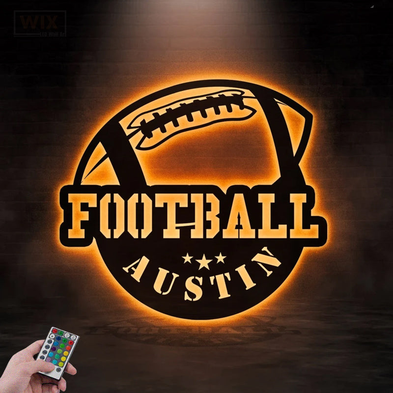 Football Led Metal Sign 