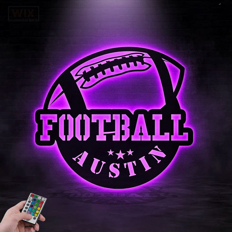 Football Led Metal Sign 