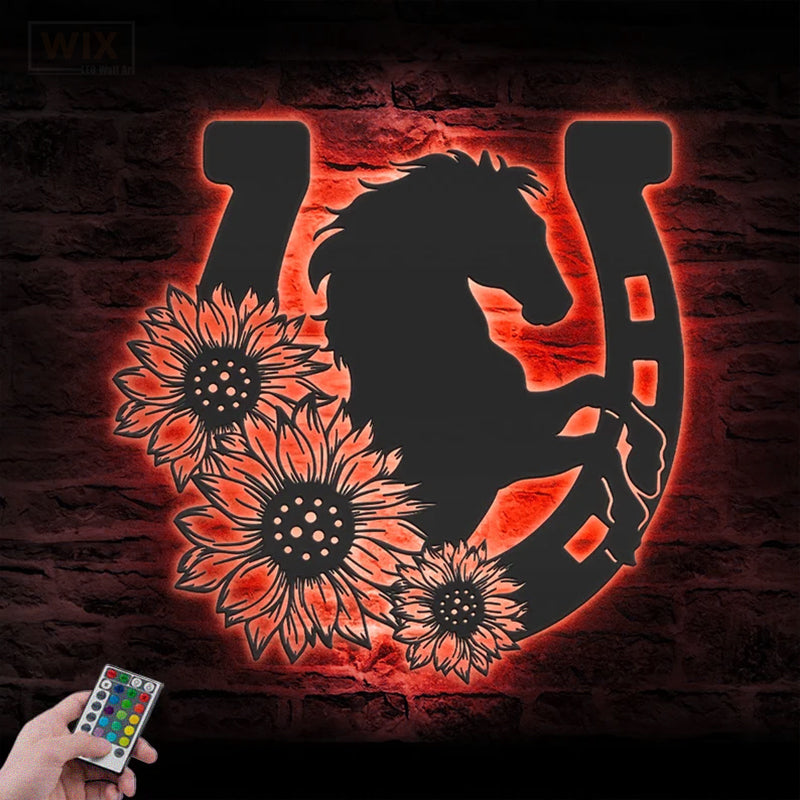 Horse LED Metal Sign 