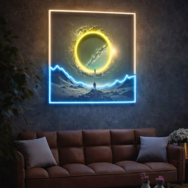 Abstract Cosmic Portal Neon Wall Art – Modern LED Light for Living Room & Creative Spaces