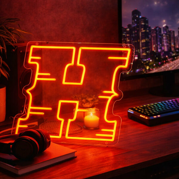 Abstract Letter H LED Neon Sign for Modern Interior and Wall Decoration