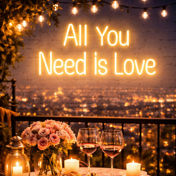 All You Need Is Love LED Neon Sign for Home, Wedding and Romantic Wall Decoration