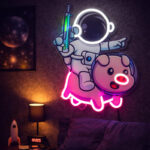 Astronaut Riding Pig Neon Sign – Multicolor LED Neon Wall Art for Kids Room & Fun Decor