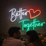 Better Together LED Neon Sign with Heart Design for Wedding, Event and Home Wall Decoration