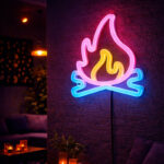 Campfire Neon Sign – Multicolor LED Flame Wall Light for Cozy Spaces