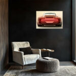 Classic Muscle Car Rear View Wall Art – UV Printed Neon Effect, Retro Automotive Decor for Garage & Man Cave